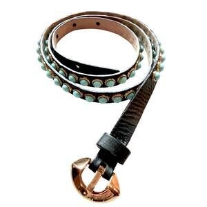 NEW HYDE COLLECTION women's turquiose studded belt in black